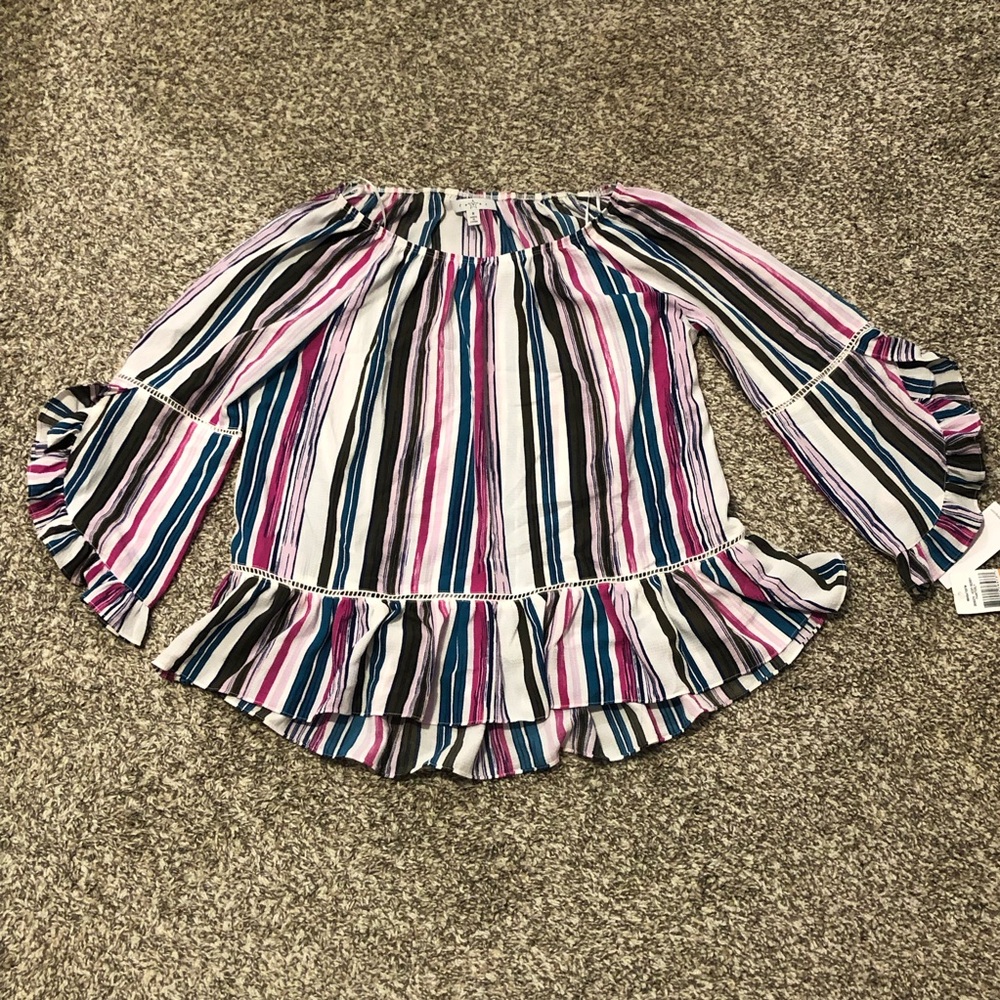 Fever Bell Sleeve Purple & Pink Blouse